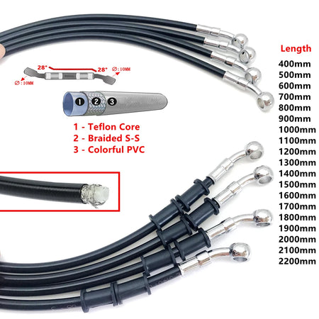 28 degree black hydraulic brake hose for ATV and motorcycle