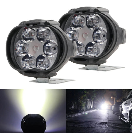 2PCS 6 LED motorcycle auxiliary spotlight 6000K