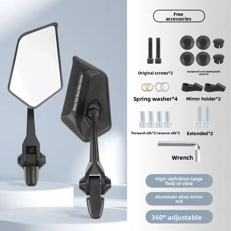 Universal Honda Scooter & Motorcycle Side Mirror Heavy-Duty Aluminum Alloy Square Rearview Mirror (3A Shock Absorption)
