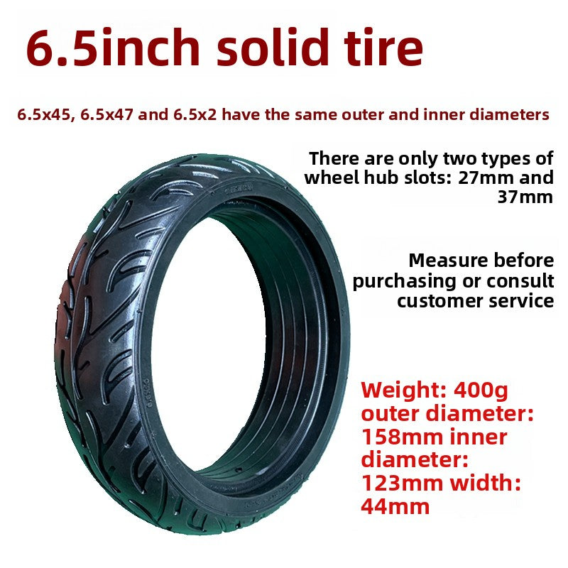 Non-Pneumatic Solid Tire with Carbon Fiber Hub – 5.5/6/6.5x2 Maintenance-Free Scooter Wheel