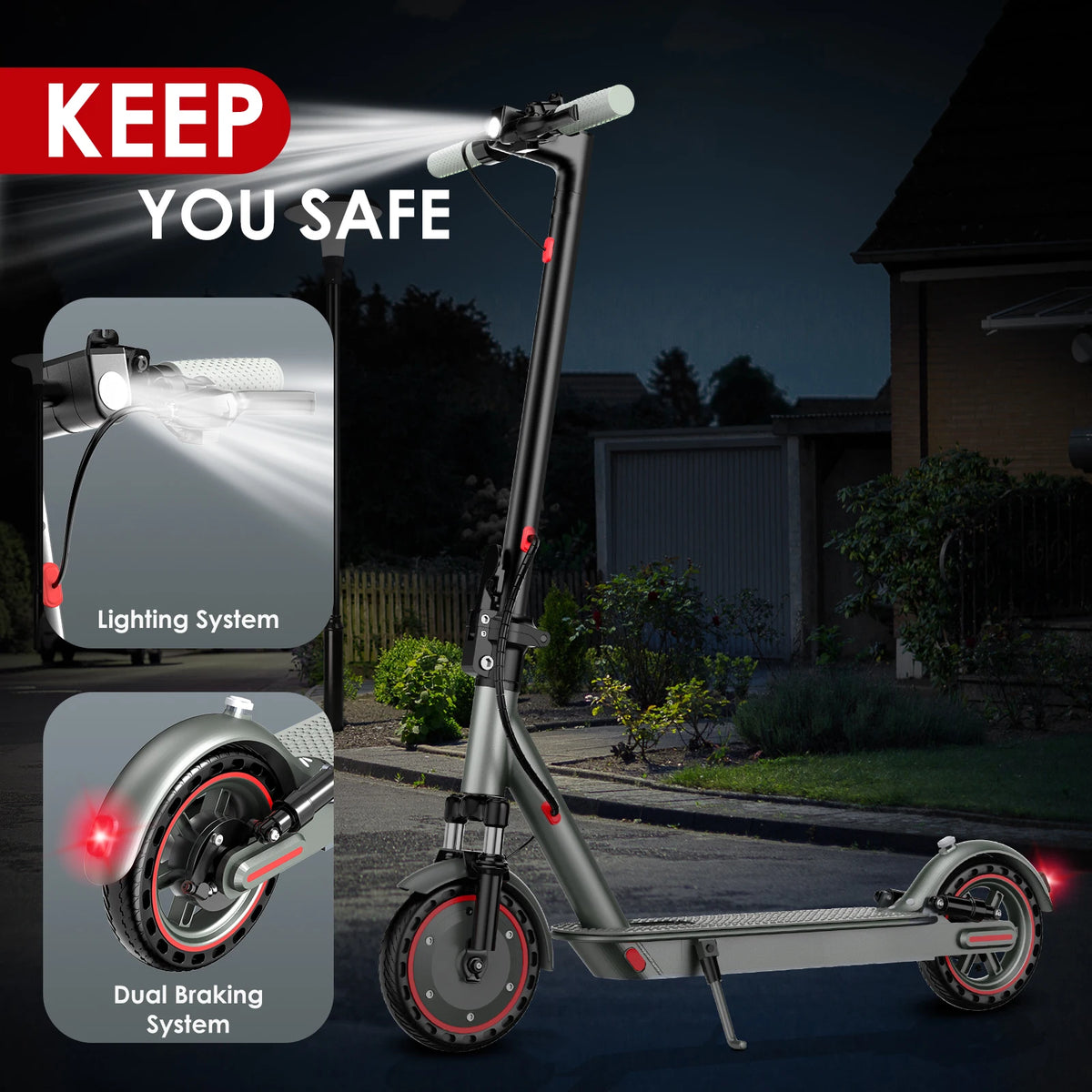 350W Commuter Electric Scooter with Long-Range 36V Battery