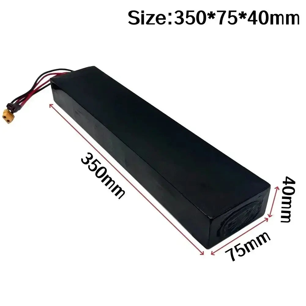 High Capacity 36V 12Ah Lithium Battery - 10S4P Long Range Replacement for 500W 700W Motors dimensions 350*75*40mm