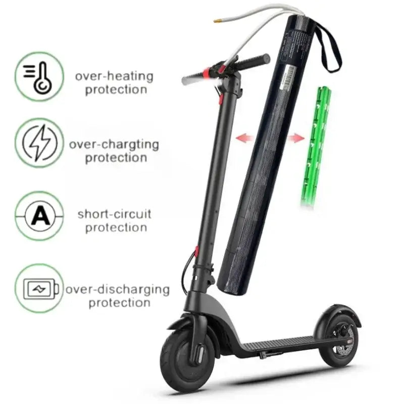 36V / 24V Carbon Fiber Electric Scooter Tubular Battery Pack 18650 Lithium-ion Replacement with protection features