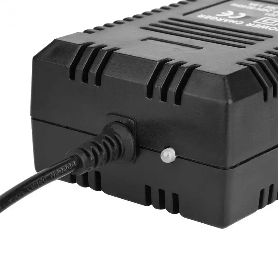 36V 1.8A Smart Lead Acid Battery Charger - GX12 3-Pin 12mm Aviation Connector close-up view of charging port.