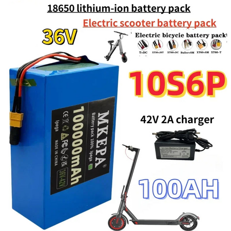 36V 100Ah 10S6P Lithium-Ion Battery Pack front studio view