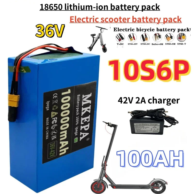 36V 100Ah 10S6P Lithium-Ion Battery Pack front studio view