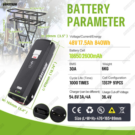36V 48V 52V lithium-ion battery pack close-up