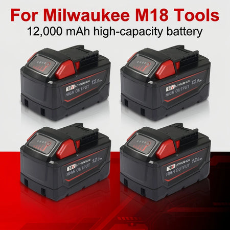 4-pack of 18V 12.0Ah replacement batteries for Milwaukee M18