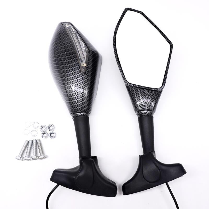 UGNE Model 702 LED Integrated Motorcycle Mirrors Wide Angle Double Curvature Design