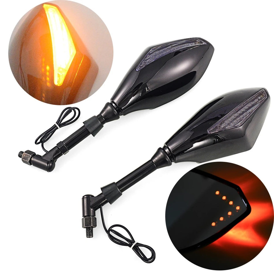 UGNE T-53 Motorcycle LED Rear View Mirror Premium Glass Surface