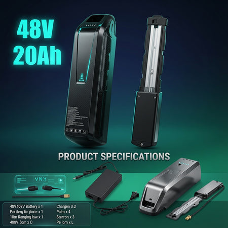 48V 20Ah Down Tube E-Bike Battery with Mounting Base