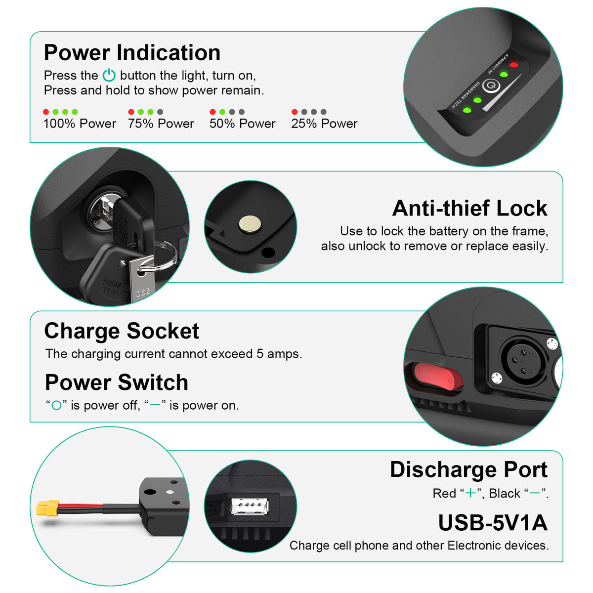 48V 20Ah Electric Bicycle Battery XT60