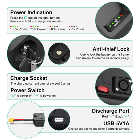 48V 20Ah Electric Bicycle Battery XT60