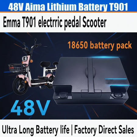 48V Lithium-ion Battery (17.5Ah/21Ah/30Ah) for Aima T901 & Electric Scooters with Emma T901 electric pedal scooter.