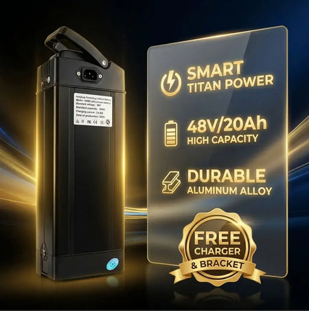 48V Folding E-Bike Battery - 12Ah 20Ah 30Ah 40Ah Lithium-ion 18650 Pack for 250W-800W Motors with smart features
