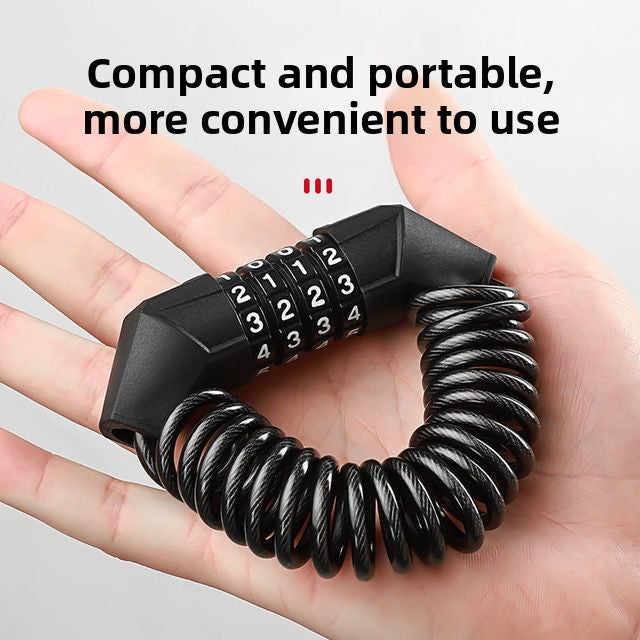 PT01 Keyless 4-Digit Steel Cable Lock Weather-Resistant Mini Lock for Bicycles & Scooters