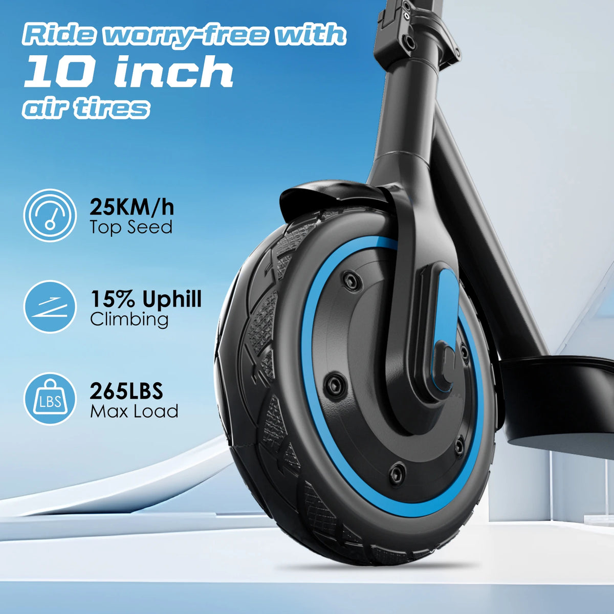 500W elektrische scooter met 10 inch luchtbanden