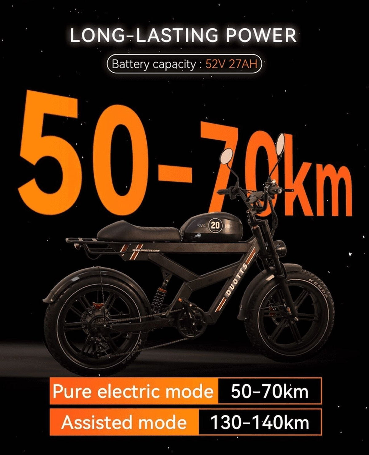   DUOTTS F20 Electric Bike - 1000W All Terrain Fat Tire MTB