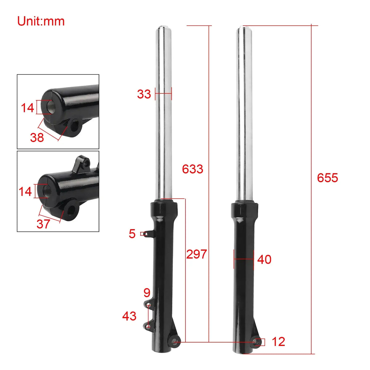 50cc 70cc 90cc 110cc 125cc Front Shock Absorber Pair