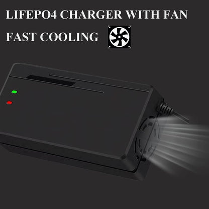 48V/58.4V 10A Lifepo4 Charger with Cooling Fan for Lithium Battery