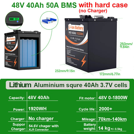 52V lithium battery for custom electric bike