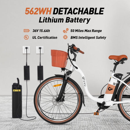   DYU 26" City Electric Bike 250W 36V 15.6Ah | Long-Range Urban Commuter E-Bike