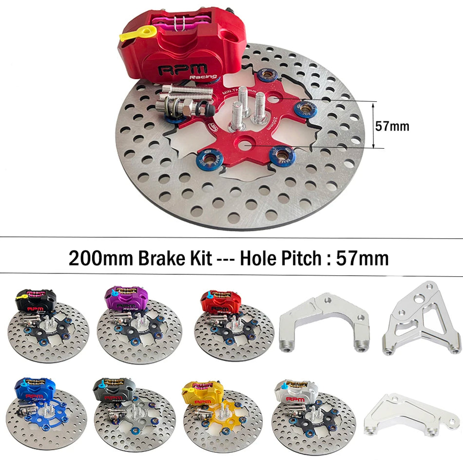 57mm hole pitch motorcycle brake disc caliper 200mm floating rotor