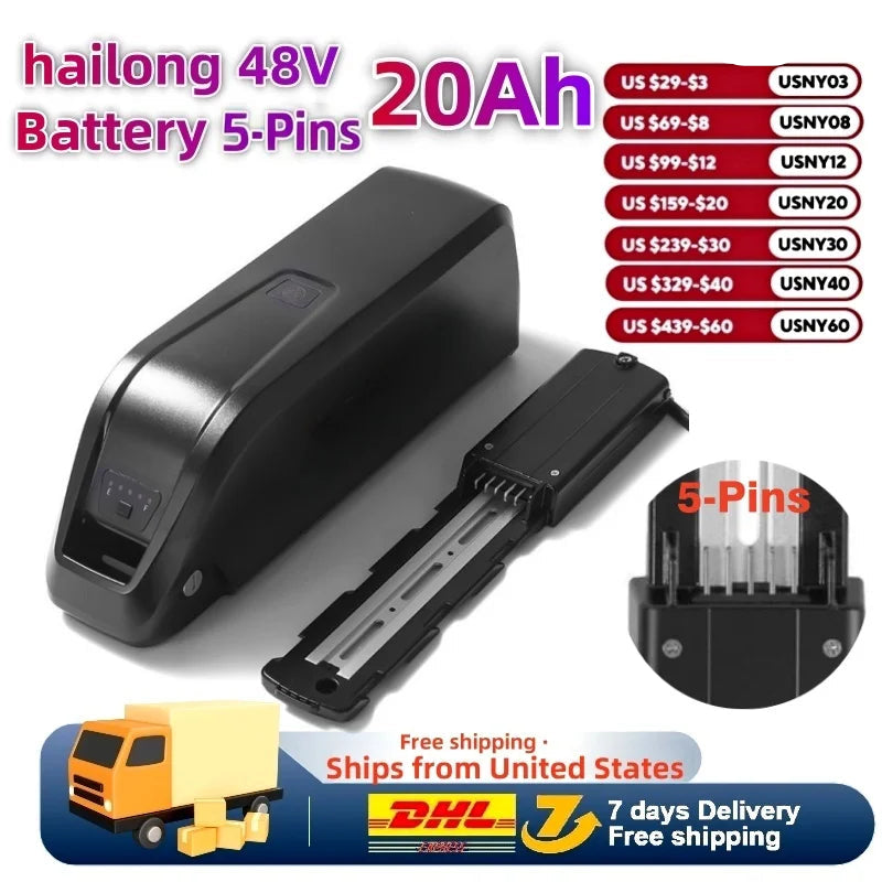 5 pin Hailong lithium ion ebike battery