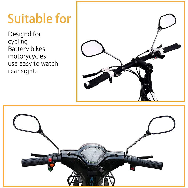Model 912 Universal Lightweight Bike & Motorcycle Rearview Mirror Premium Flat Reflector Safety Mirror
