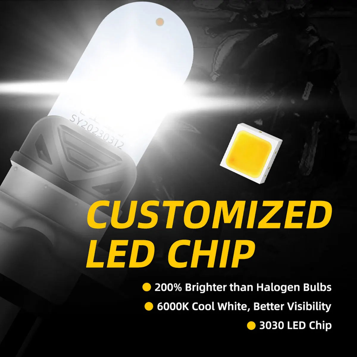 6000K cool white LED motorcycle light for night riding