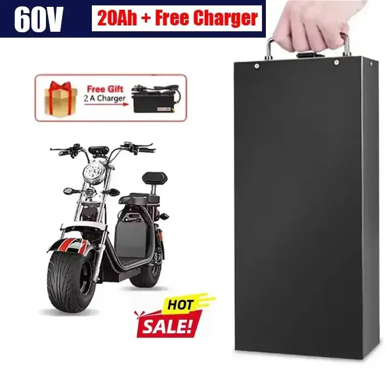 60V 20Ah-40Ah Li-ion Battery Pack for 2000W Harley Citycoco Electric Scooter Includes Free Charger with electric scooter