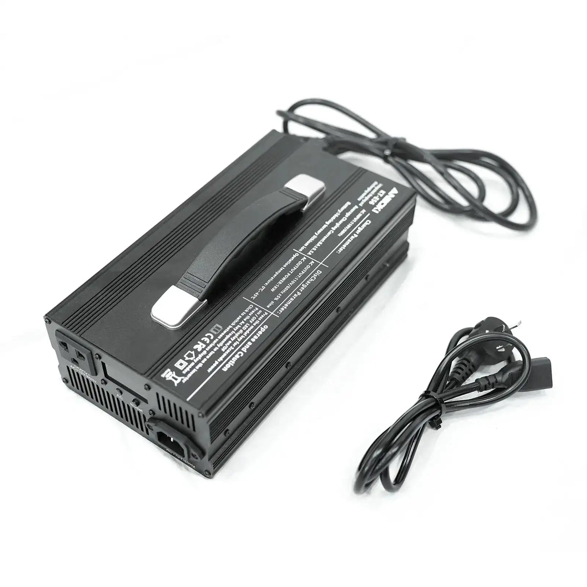 Aniioki 2-in-1 Fast Charger 60V 67.2V 8Ah for A9 Pro Max & A8 Series eBikes with cables and handle.