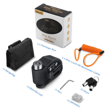 YOHOOLYO Alarm Disc Lock - Motorcycle Disc Brake Lock with Anti-Theft Alert