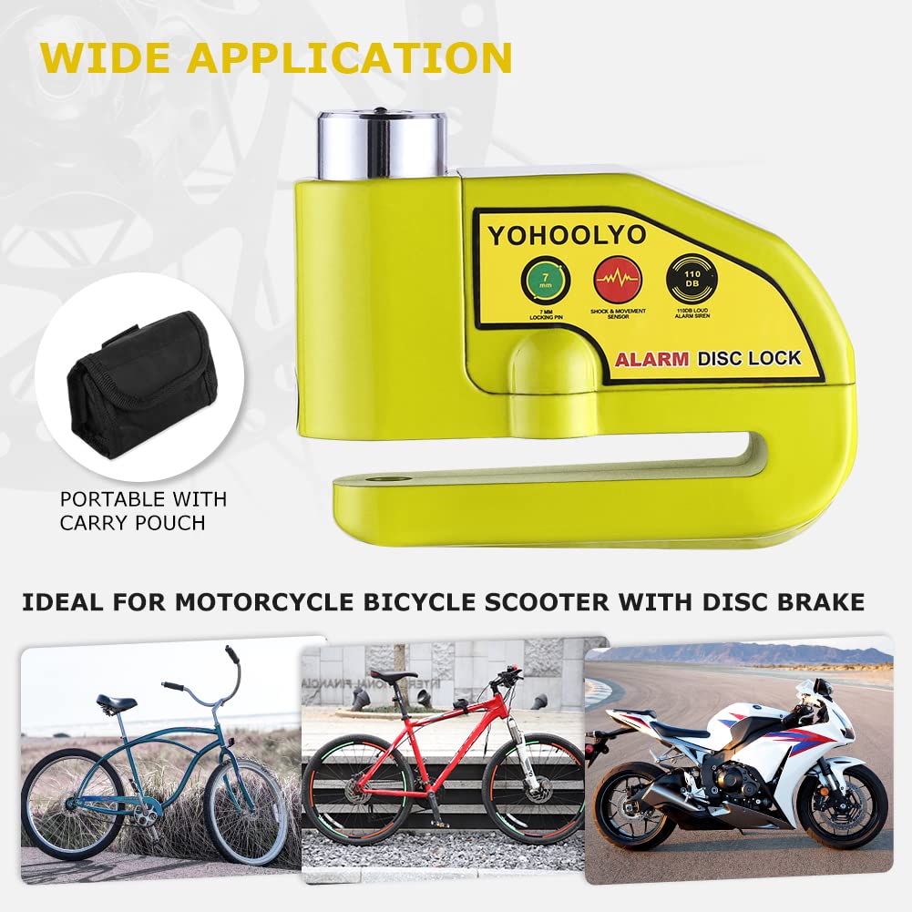 YOHOOLYO Alarm Disc Lock - Motorcycle Disc Brake Lock with Anti-Theft Alert