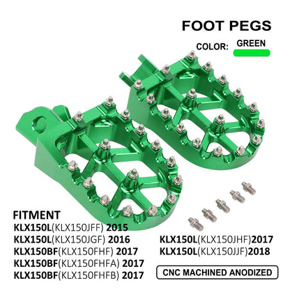 AnXin CNC Dirt Bike Foot Pegs for KX250F, KX450F, KX250, KX450, KLX450R 2006-2024