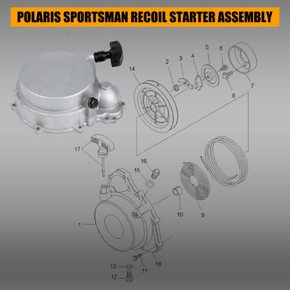 Recoil Pull Starter Assembly Kit for Polaris Sportsman & Ranger Models (OEM 3090085)