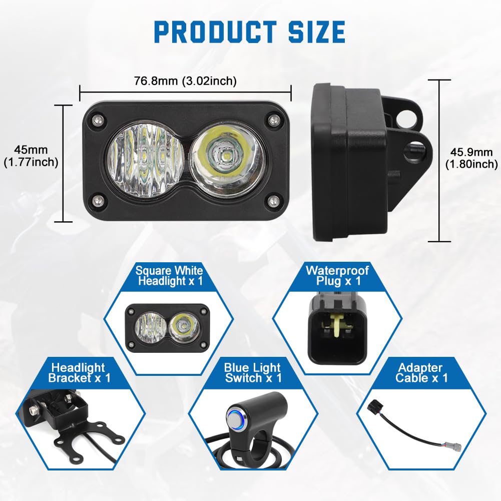 Dirtbike Headlight Kit for Sur-Ron Segway X260 & Talaria Sting R MX4 - LED Yellow Light Bar with Blue Switch