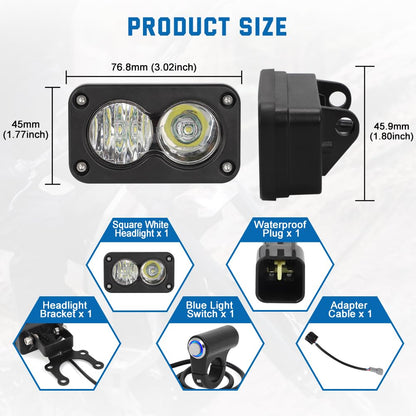 Dirtbike Headlight Kit for Sur-Ron Segway X260 & Talaria Sting R MX4 - LED Yellow Light Bar with Blue Switch