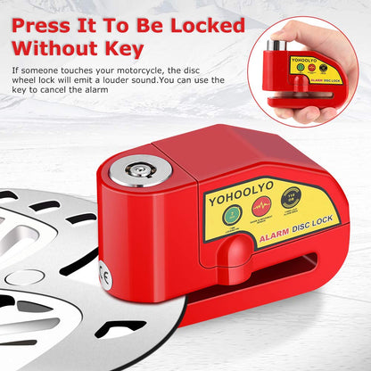 YOHOOLYO Alarm Disc Lock - Motorcycle Disc Brake Lock with Anti-Theft Alert