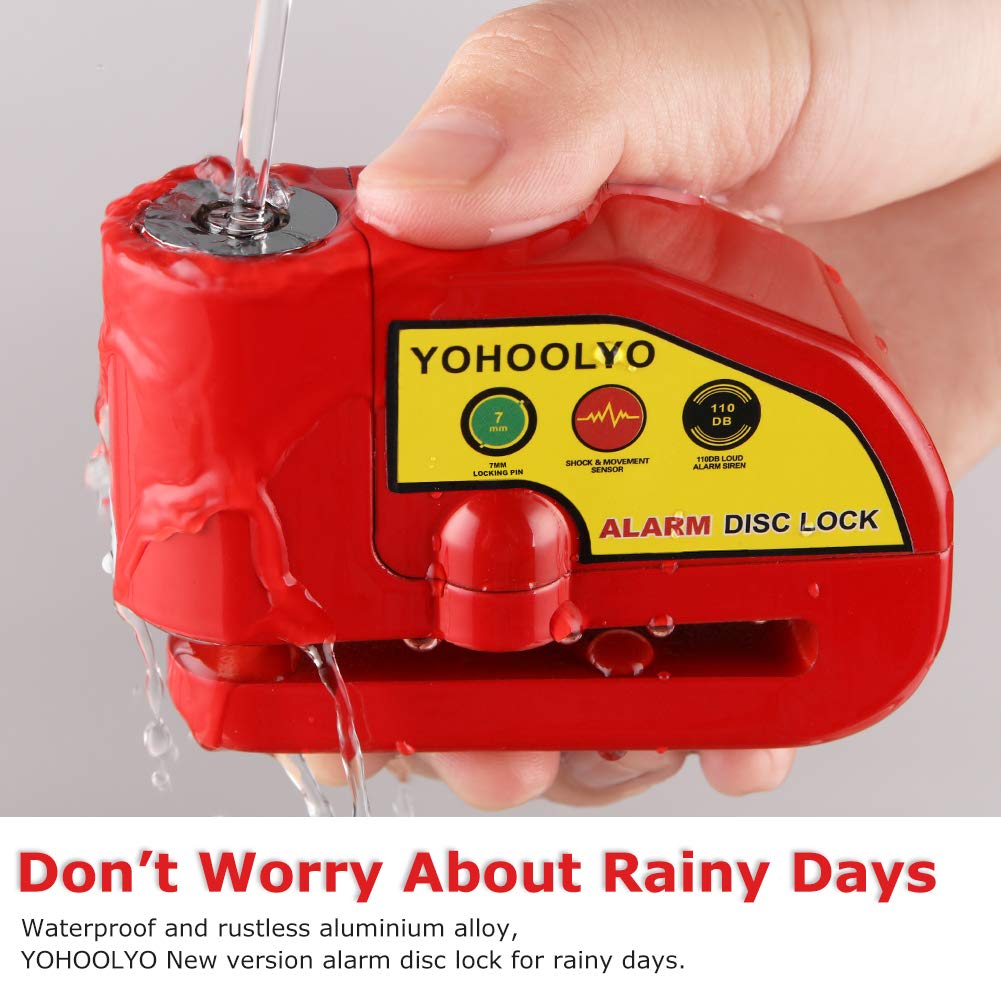 YOHOOLYO Alarm Disc Lock - Motorcycle Disc Brake Lock with Anti-Theft Alert