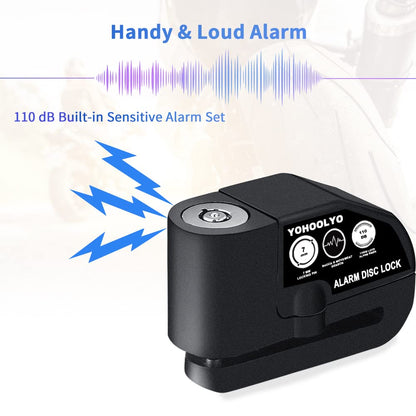 YOHOOLYO Alarm Disc Lock - Motorcycle Disc Brake Lock with Anti-Theft Alert