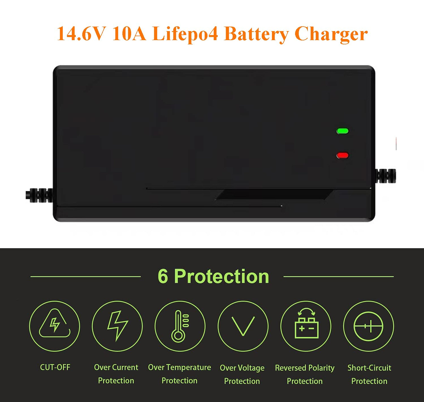 48V/58.4V 10A Lifepo4 Charger with Cooling Fan for Lithium Battery