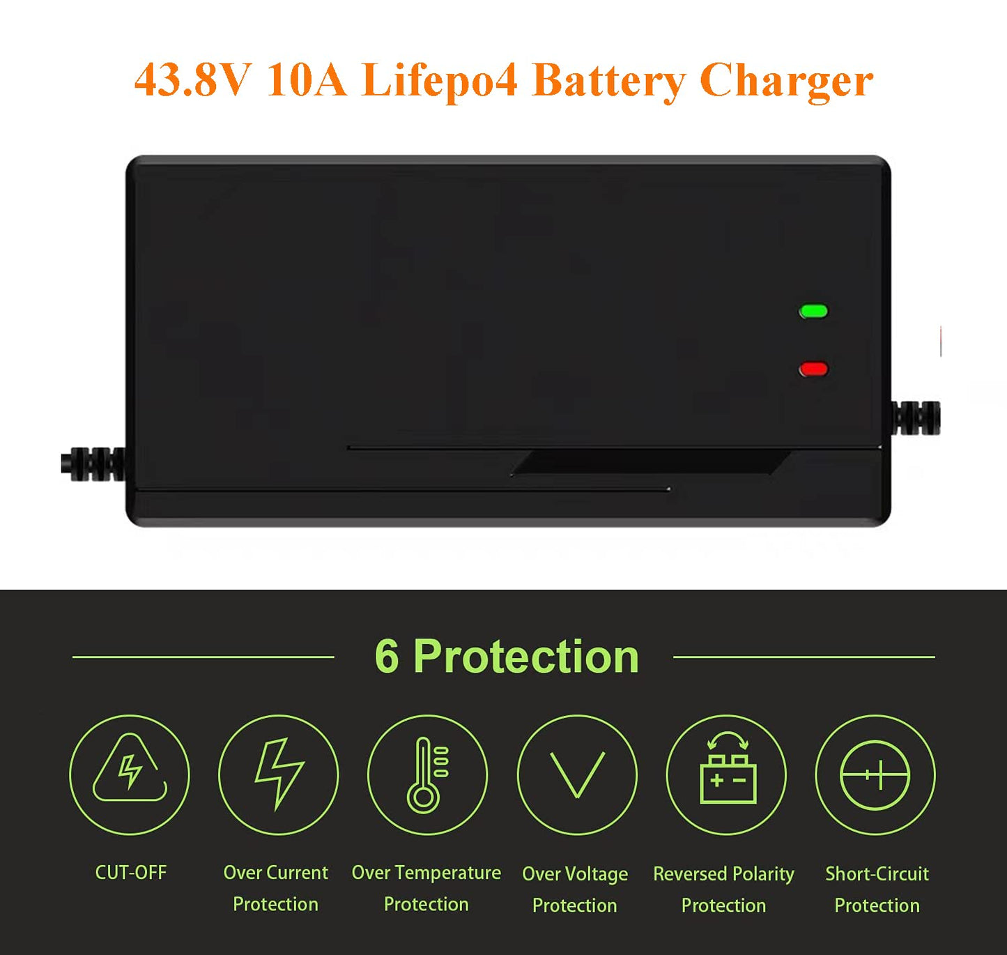 48V/58.4V 10A Lifepo4 Charger with Cooling Fan for Lithium Battery