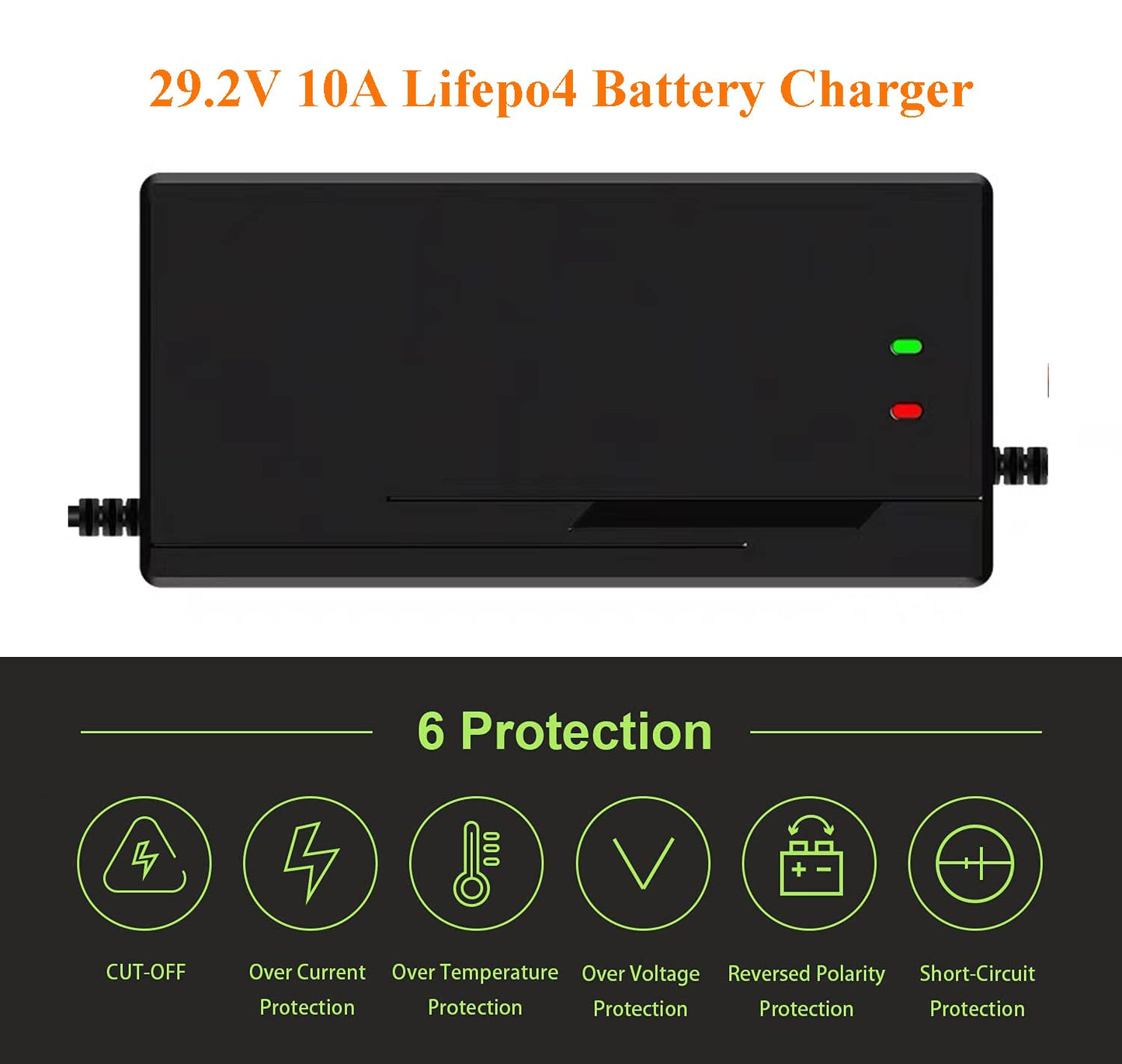 48V/58.4V 10A Lifepo4 Charger with Cooling Fan for Lithium Battery