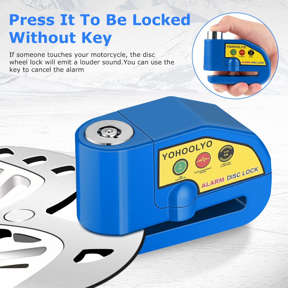 YOHOOLYO Alarm Disc Lock - Motorcycle Disc Brake Lock with Anti-Theft Alert