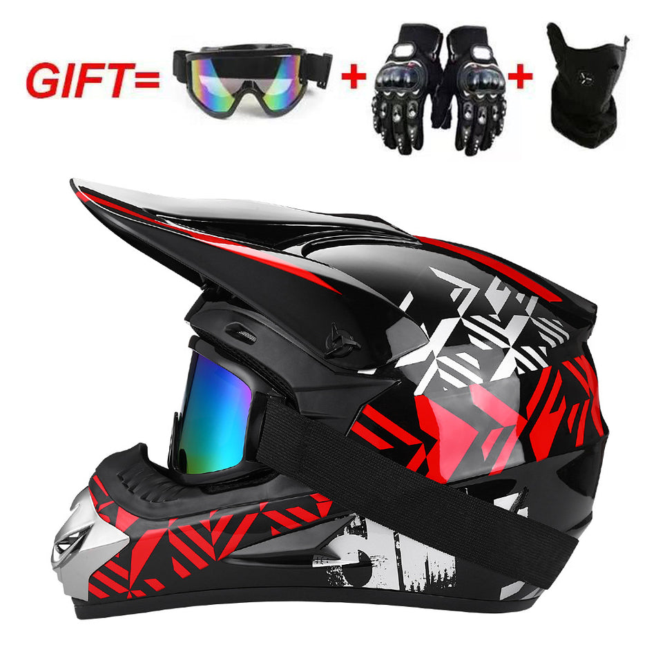 UGNE Full Face Motorcycle Helmet Kit with Goggles, Mask & Gloves  Impact-Resistant ABS Racing Helmet | Off-Road, Karting & Motocross Gear (S-XL)