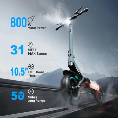 JGH Electric Scooter Adults 800W Motor E-Scooter Up to 40 Miles Range, Top Speed 31 MPH, Folding Commuting Electric Scooter