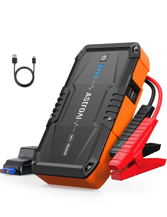 AstroAI S8 Car Battery Jump Starter, 1500A Peak Car Jumper Starter Battery Pack for Up to 6.0L Gas & 3.0L Diesel Engines, 12V Portable Jump Box with 3 Modes Flashlight and Jumper Cable