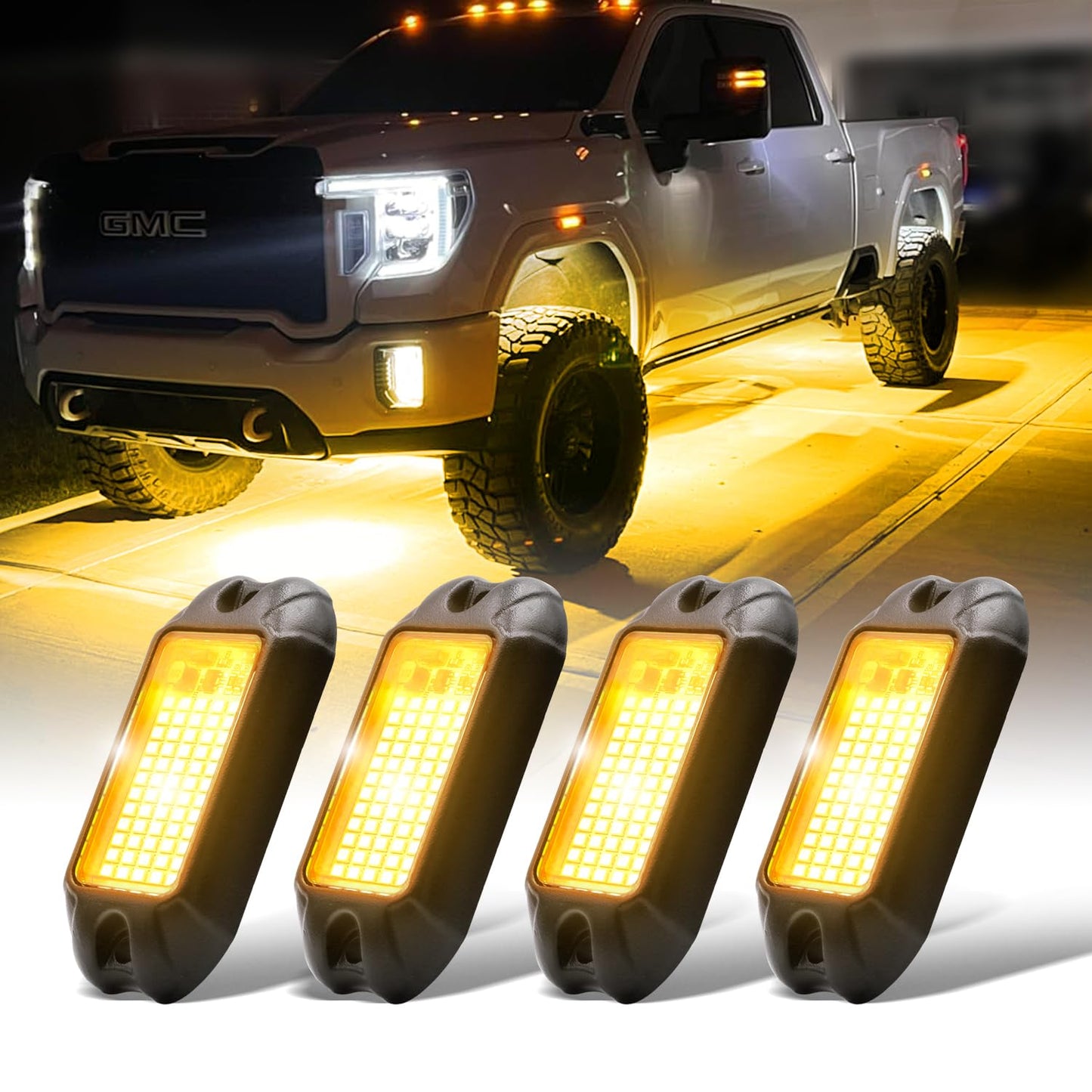 Nicoko 4Pods Pure White 72W High Power Rock Lights - Super Bright LED Underglow for Offroad Vehicles