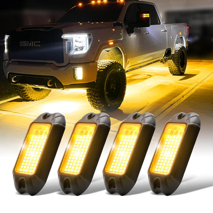 Nicoko 4Pods Pure White 72W High Power Rock Lights - Super Bright LED Underglow for Offroad Vehicles